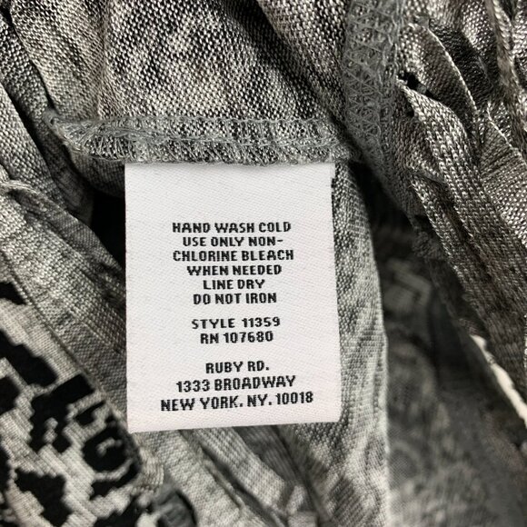 Ruby Rd Shirt Womens Small Petite Gray Black Cowl Neck Fringe Flocked Mosaic - Picture 5 of 8